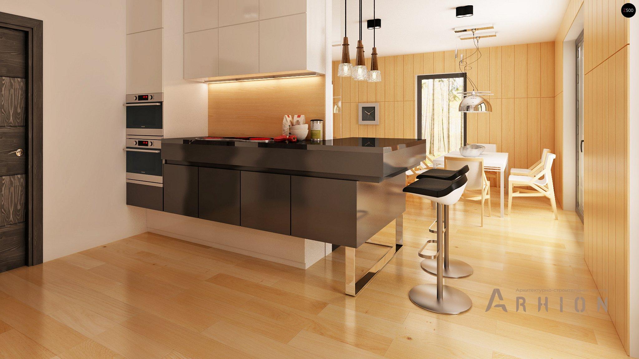 5. Проект одноэтажного дома в современном стиле с двускатной кровлей, Zx60 BG, площадью - 156 кв c мансардой, терассой, балконом